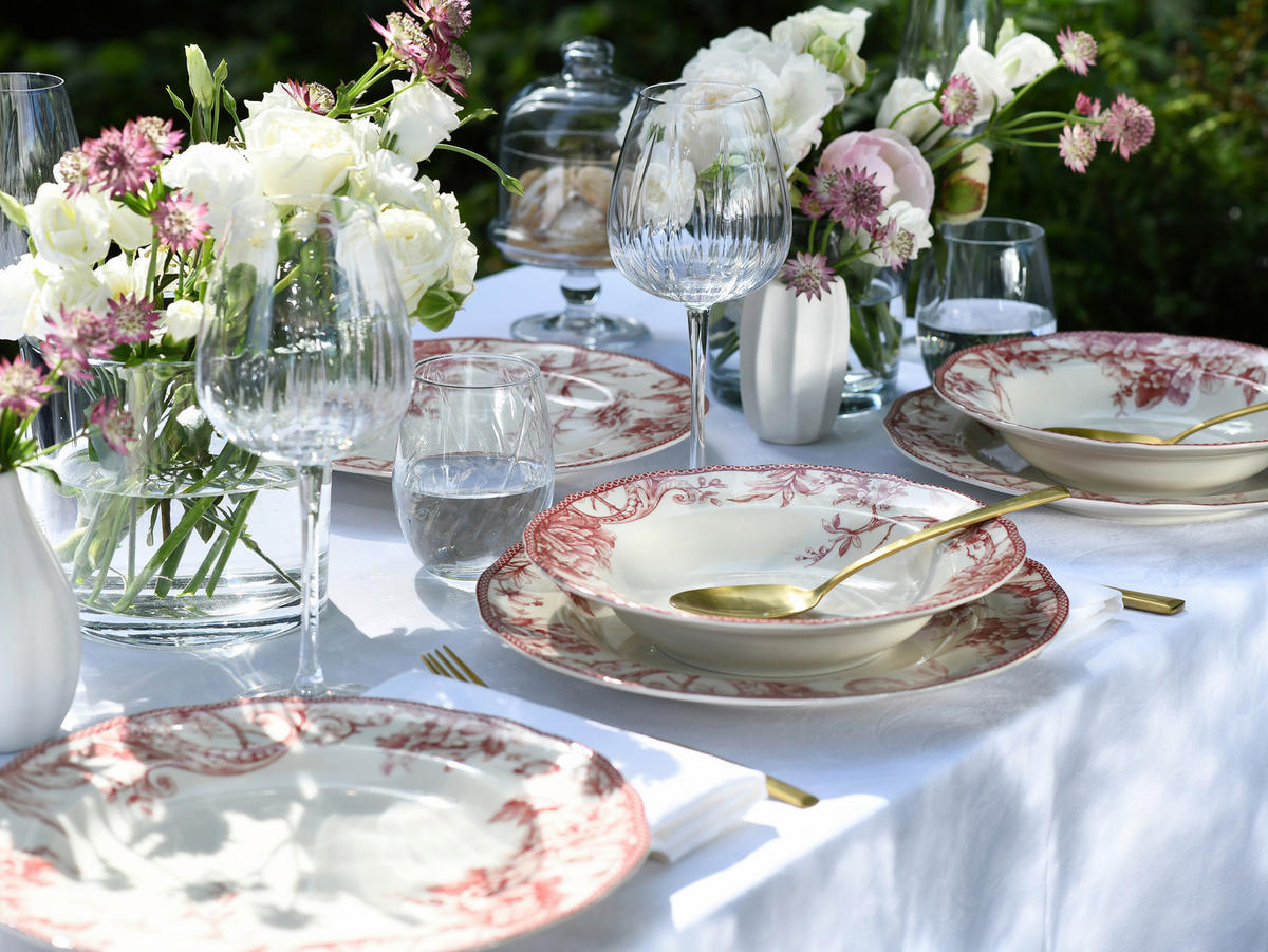 TAFELSERVICE Weiß, Bordeaux Adelaide Rot 8-teilig  - Bordeaux/Weiß, Basics, Keramik - Creatable