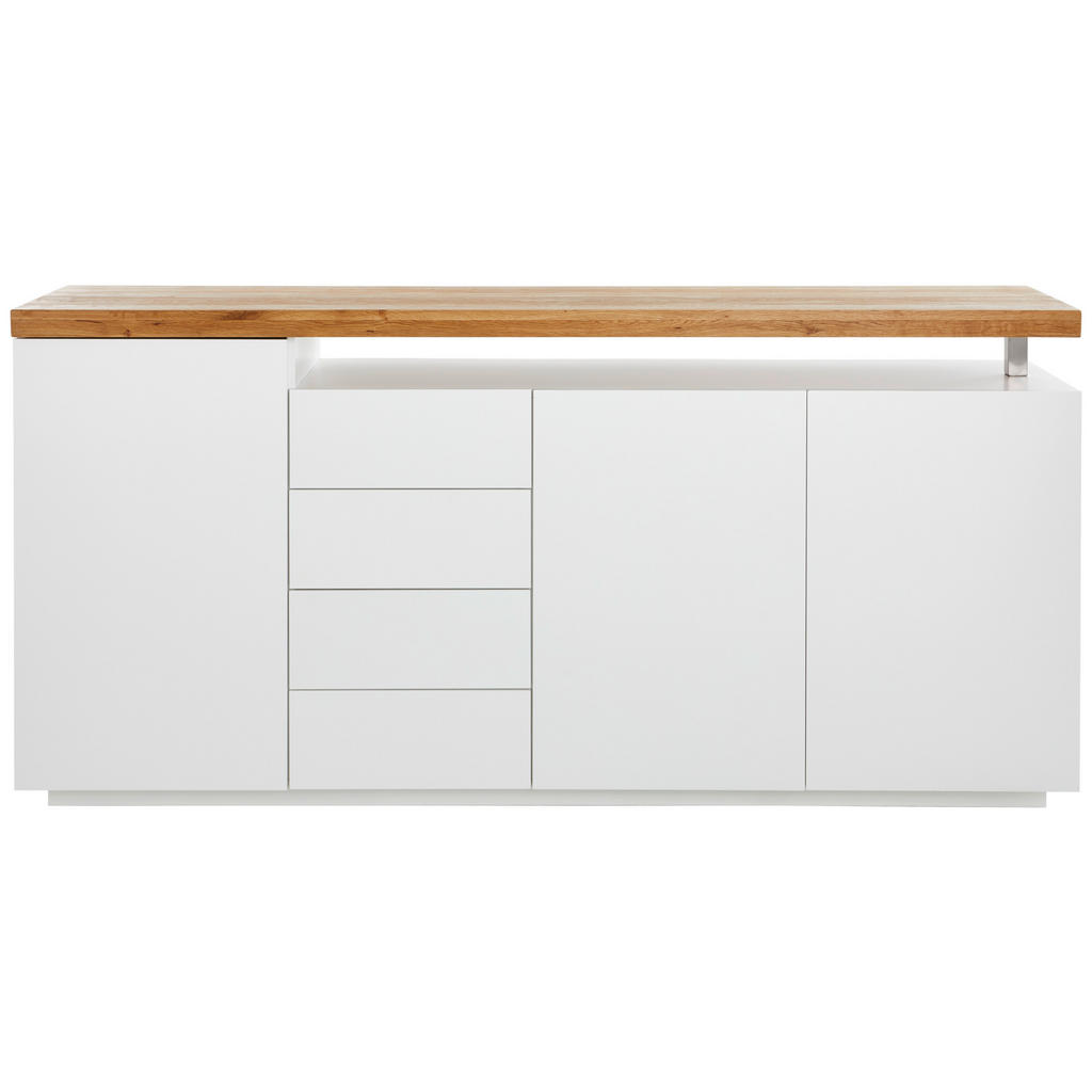 Thumbnail - Novel Sideboard, Weiß, Holz, Eiche, massiv, 6 Fächer, 4 Schublade(n) Schubladen, 195x92x43 cm, Beimöbel erhältlich, steh...