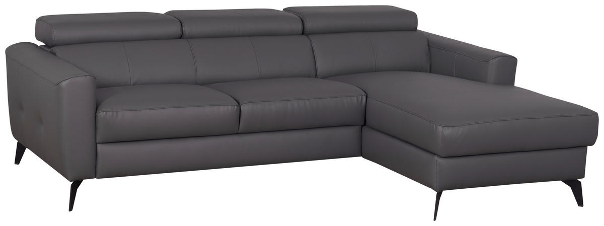 SEDACIA SÚPRAVA, koža, textil, antracitová - čierna/antracitová, kov/koža (235/73-97/179cm) - Celina Home