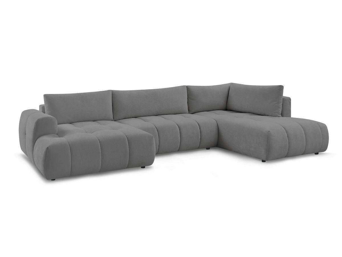 WOHNLANDSCHAFT  FUJI  Dunkelgrau Leinenoptik  - Dunkelgrau/Schwarz, MODERN, Kunststoff/Textil (160/377/204cm)