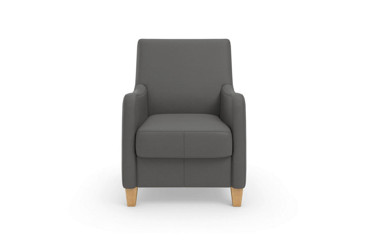 SESSEL in Echtleder Mokka  - Eichefarben/Mokka, Basics, Leder/Holz (70/93/75cm) - Sit & More