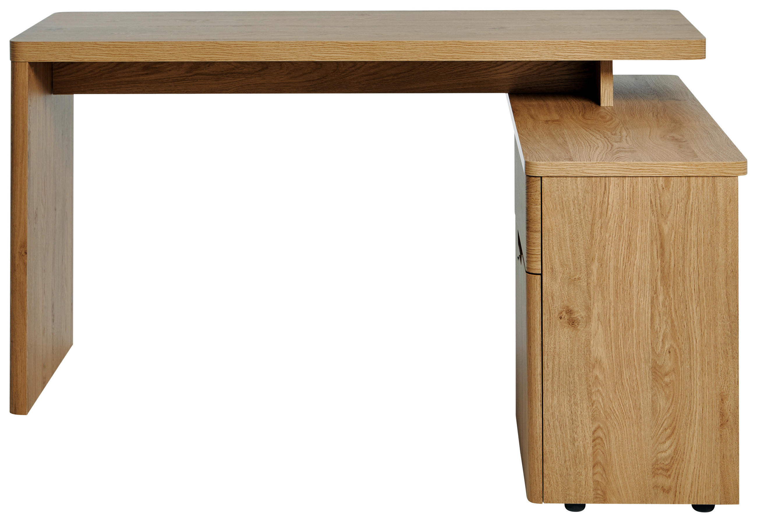 Thumbnail - Novel Eckschreibtisch, Eiche, Holzwerkstoff, 1 Schubladen, rechteckig, Wange, 117.5x77x140 cm, Stauraum, seitenverkehrt ...