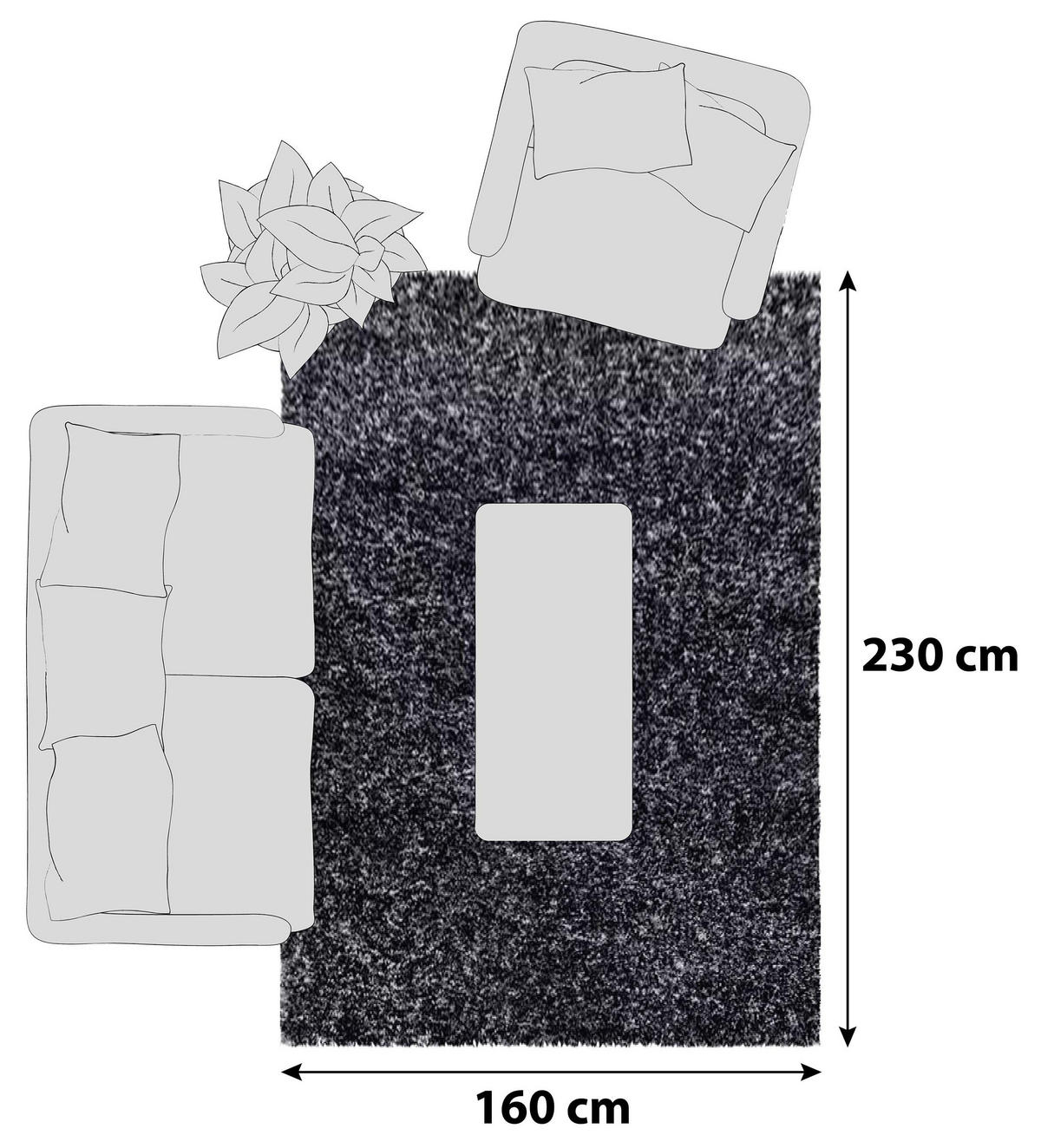 HOCHFLORTEPPICH 160/230 cm Enjoy 500 Anthrazit  - Anthrazit, KONVENTIONELL, Textil (160/230cm) - Novel