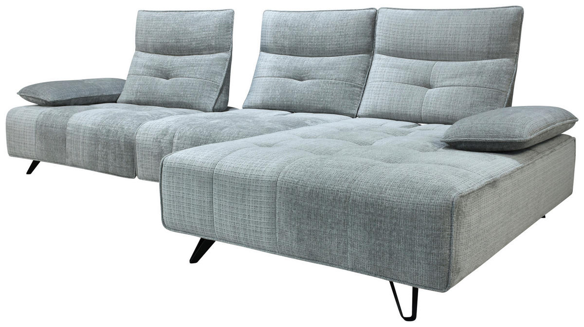 ECKSOFA Hellgrau Chenille  - Hellgrau/Schwarz, Design, Kunststoff/Textil (314/162cm) - Livetastic