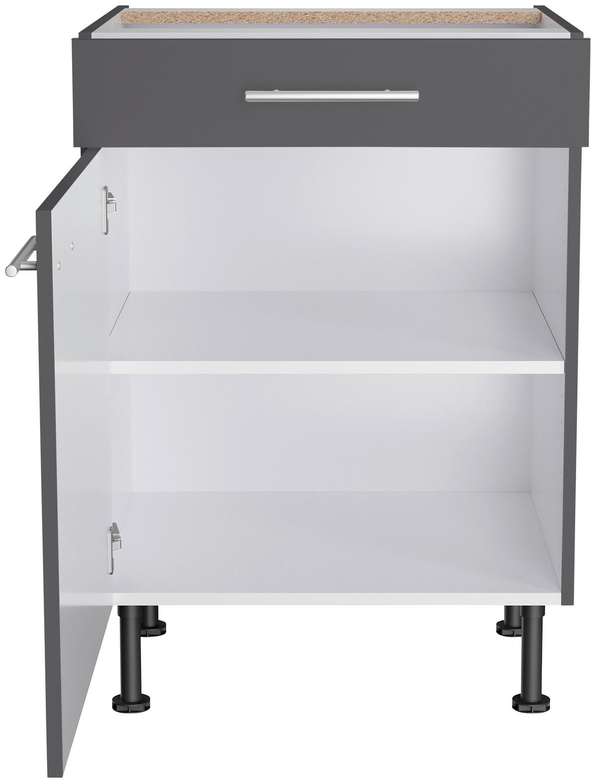 ECKKÜCHE 270/200 cm  in Anthrazit  - Edelstahlfarben/Eichefarben, Basics, Holzwerkstoff/Metall (270/200cm) - Optifit