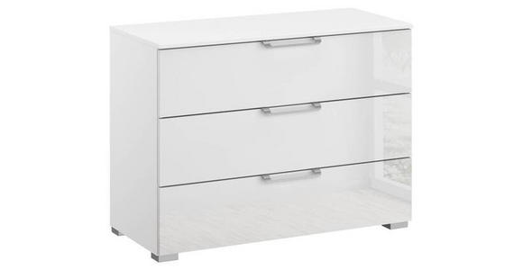 KOMMODE 80/61/42 cm in Klar, Weiß - Klar/Silberfarben, Design, Glas/Holzwerkstoff (80/61/42cm) - Novel