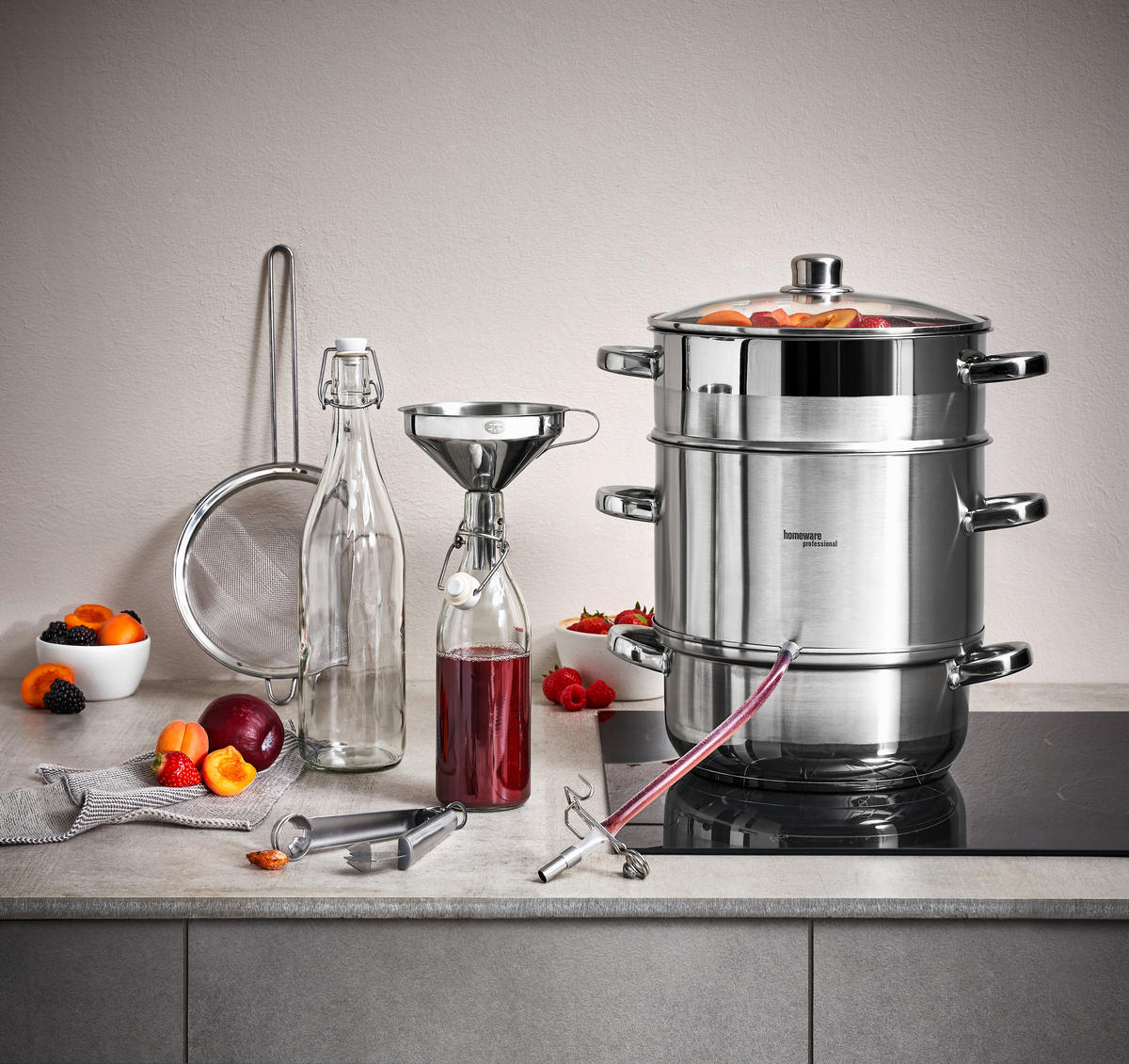 DAMPFENTSAFTER  - Edelstahlfarben/Transparent, Basics, Glas/Metall (28cm) - Homeware Profession.
