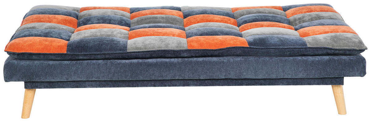SCHLAFSOFA Chenille Blau, Grau, Orange  - Blau/Naturfarben, Design, Holz/Textil (180/77/91cm) - MID.YOU