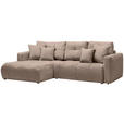 ECKSOFA in Chenille Hellbraun  - Hellbraun/Schwarz, MODERN, Kunststoff/Textil (172/276cm) - Hom`in