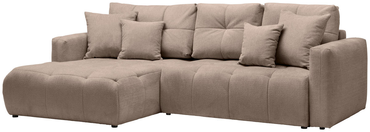 ECKSOFA Hellbraun Chenille  - Hellbraun/Schwarz, MODERN, Kunststoff/Textil (172/276cm) - Hom`in