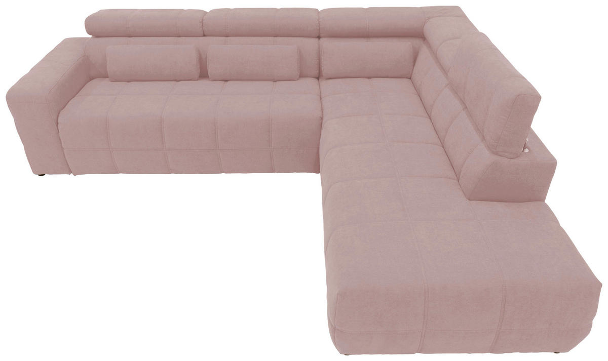 ECKSOFA Rosa Mikrofaser  - Schwarz/Rosa, Design, Kunststoff/Textil (275/228cm) - MID.YOU