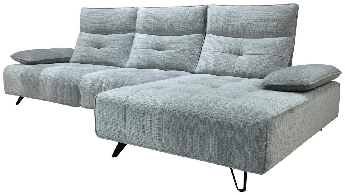 ECKSOFA Hellgrau Chenille  - Hellgrau/Schwarz, Design, Kunststoff/Textil (314/162cm) - Livetastic