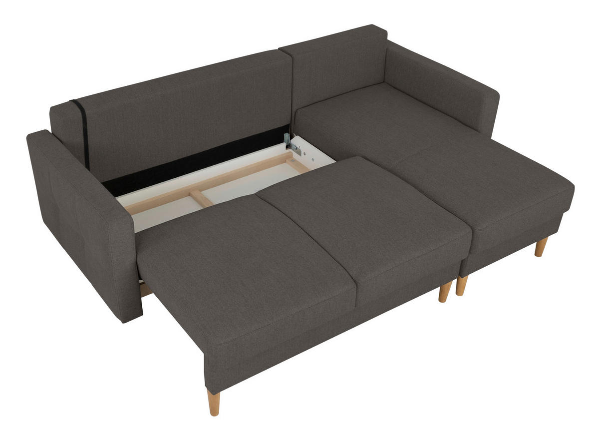 ECKSOFA in Grau  - Buchefarben/Grau, Design, Holz/Textil (223/157cm) - MID.YOU
