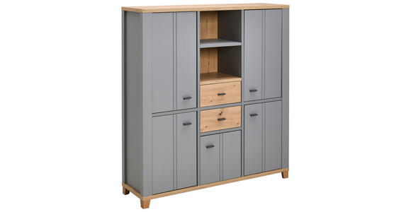 HIGHBOARD Grau, Eiche Artisan  - Graphitfarben/Eiche Artisan, KONVENTIONELL, Holzwerkstoff/Kunststoff (136/149/40cm) - Hom`in