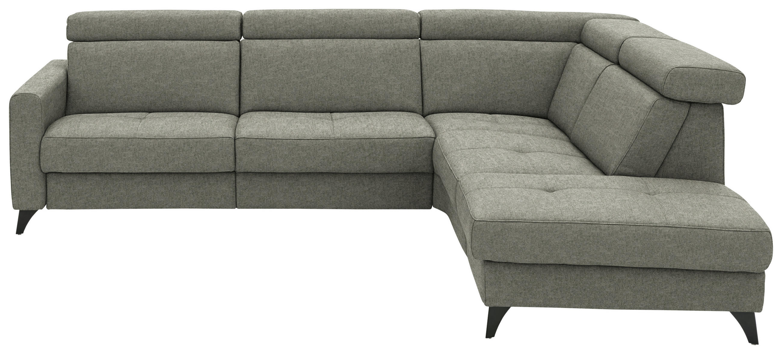 ECKSOFA Beldomo System in Flachgewebe Hellgrau  276/214 cm  - Hellgrau/Schwarz, KONVENTIONELL, Textil/Metall (276/214cm) - Beldomo System