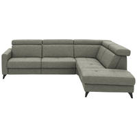 ECKSOFA Beldomo System in Flachgewebe Hellgrau  276/214 cm  - Hellgrau/Schwarz, KONVENTIONELL, Textil/Metall (276/214cm) - Beldomo System