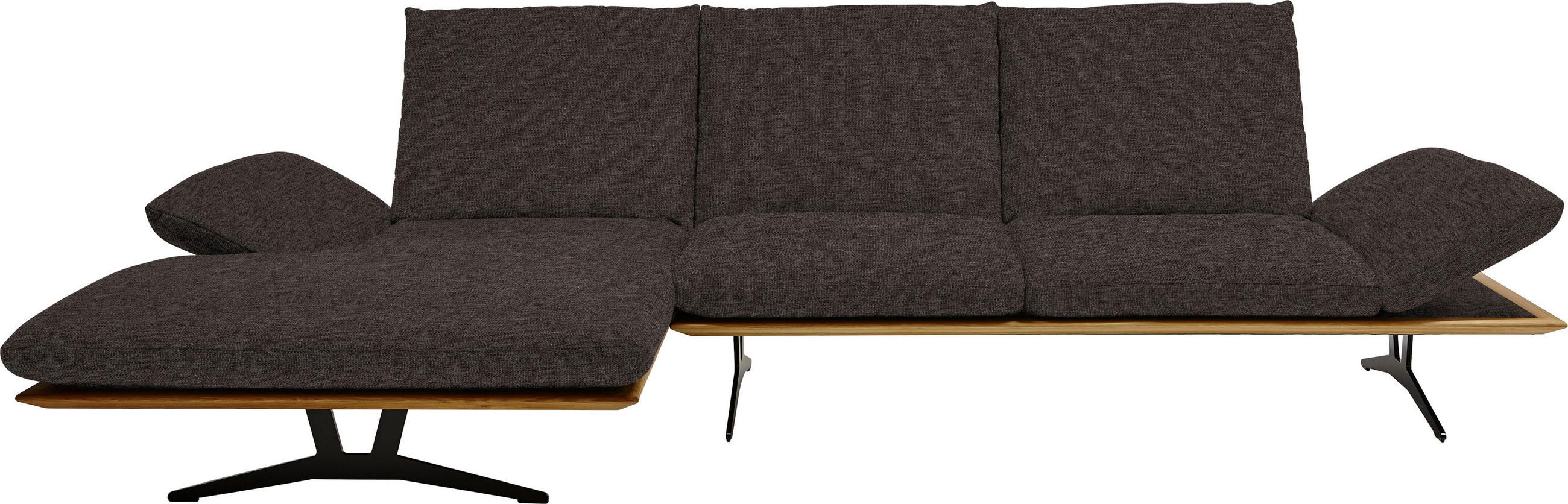 ECKSOFA in Flachgewebe Dunkelbraun  159/314 cm  - Dunkelbraun/Schwarz, Design, Holz/Textil (159/314cm) - Dieter Knoll