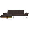 ECKSOFA in Flachgewebe Dunkelbraun  - Dunkelbraun/Schwarz, Design, Holz/Textil (159/314cm) - Dieter Knoll
