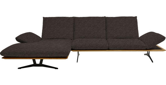 ECKSOFA in Flachgewebe Dunkelbraun  - Dunkelbraun/Schwarz, Design, Holz/Textil (159/314cm) - Dieter Knoll