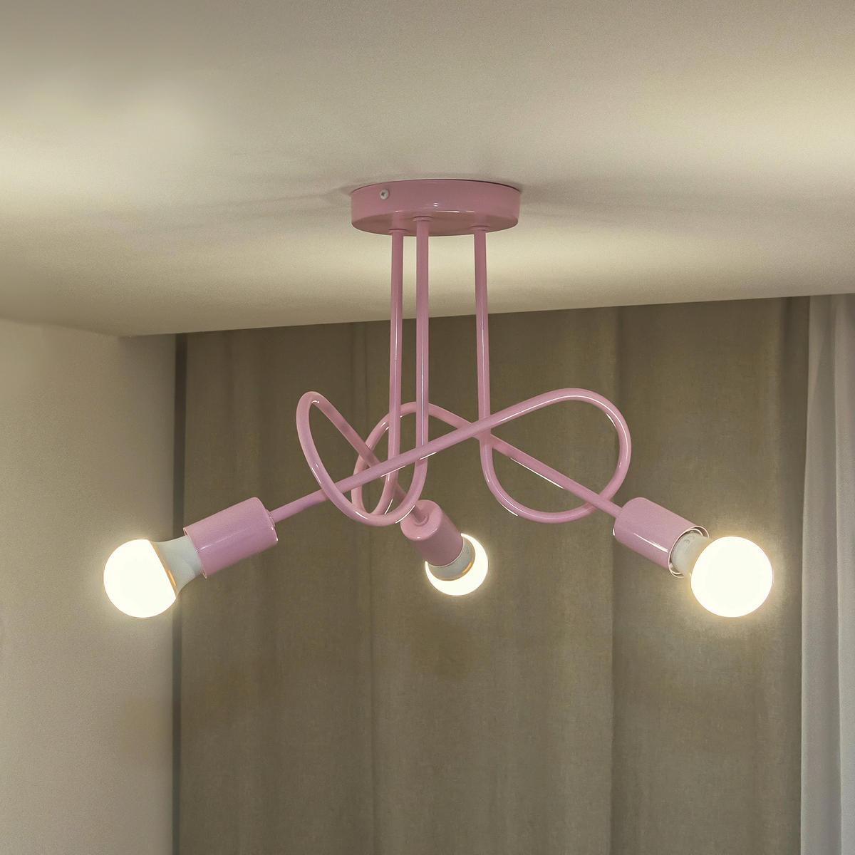 KINDERDECKENLEUCHTE OXFORD 45/45/30 cm   - Hellrosa, KONVENTIONELL, Metall (45/45/30cm)