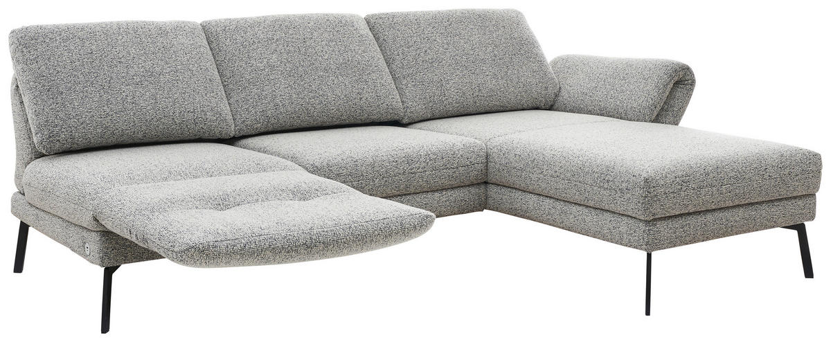 ECKSOFA in Flachgewebe Blaugrau  - Blaugrau/Schwarz, Design, Textil/Metall (255-365/175-224cm) - Dieter Knoll