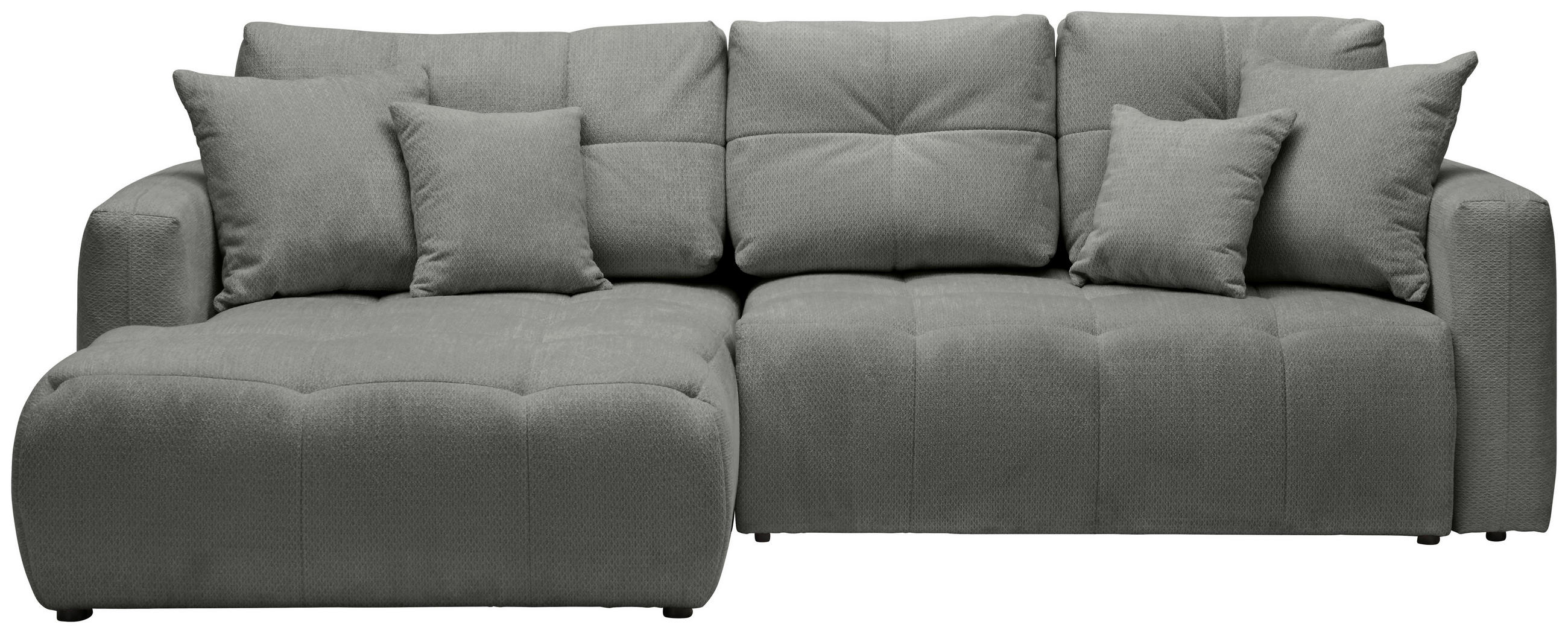 ECKSOFA Dunkelgrau Chenille Zierkissen, Rückenkissen, Bettkasten, Schlaffunktion, Rücken echt, Liegefläche im Originalstoff  - Dunkelgrau/Schwarz, MODERN, Kunststoff/Textil (172/276cm) - Hom`in