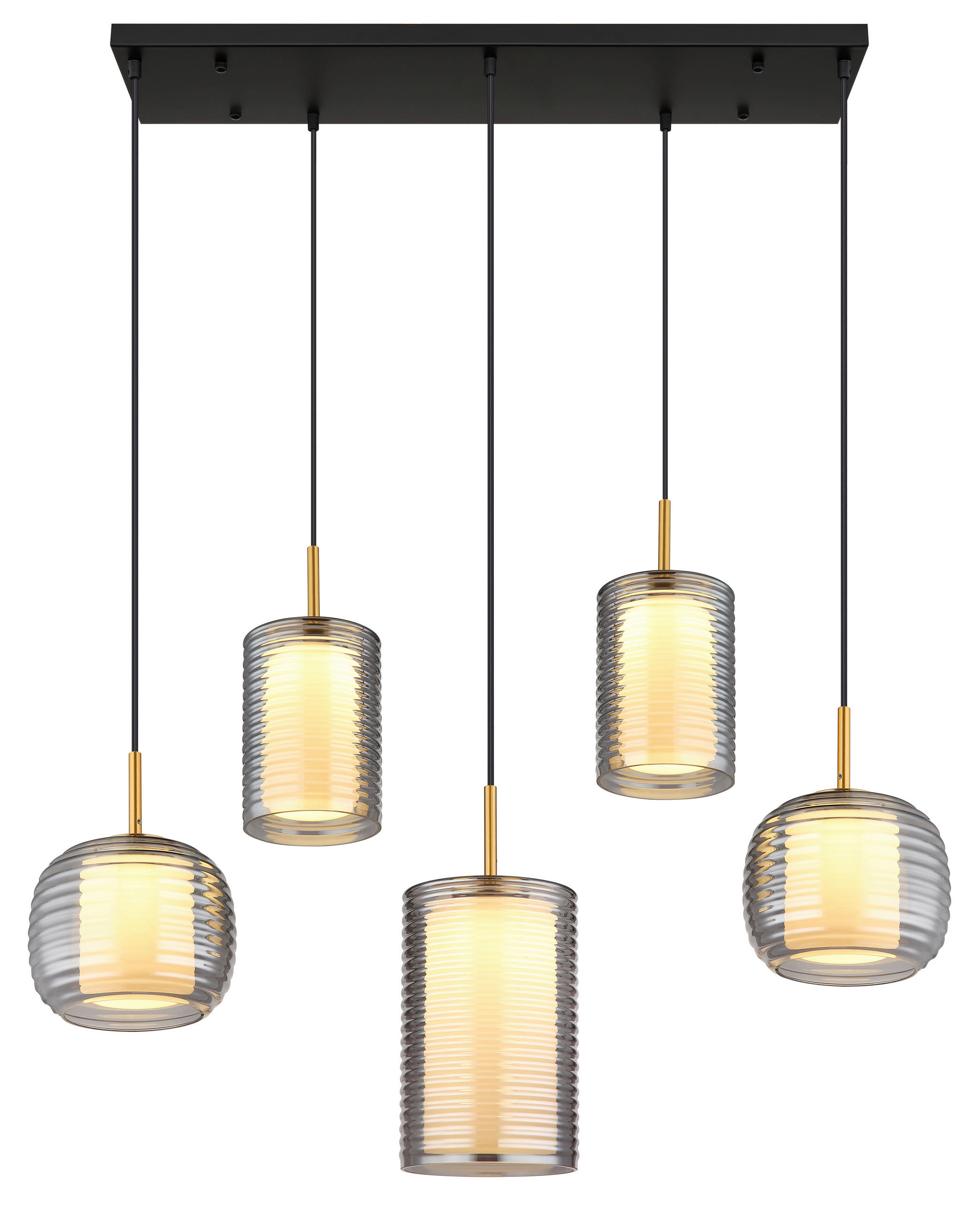 LED-HÄNGELEUCHTE 93/31,5/150 cm    - Messingfarben/Schwarz, Design, Glas/Metall (93/31,5/150cm) - Globo