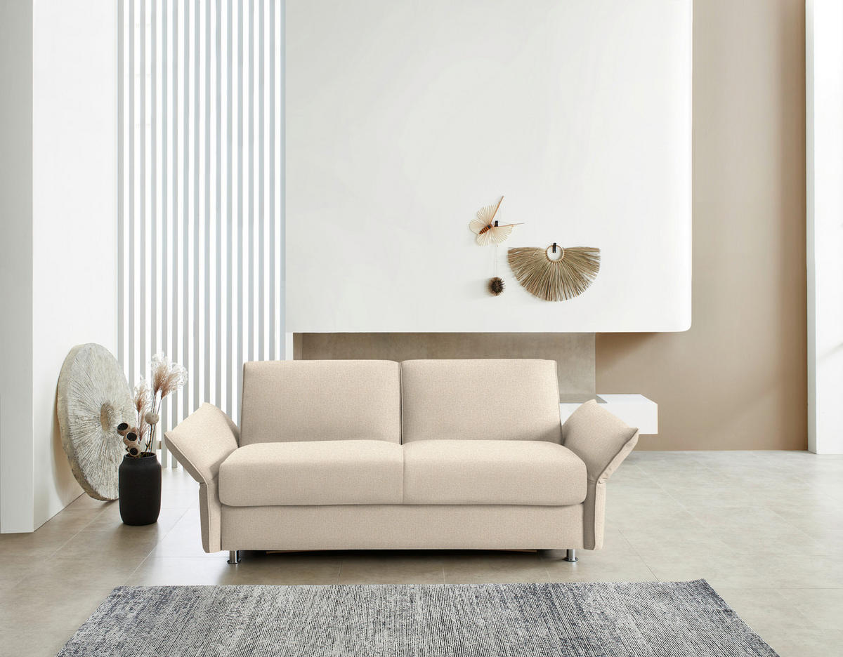 SCHLAFSOFA  in Flachgewebe Beige  - Chromfarben/Beige, Design, Textil/Metall (194-234/88/101cm) - Bali