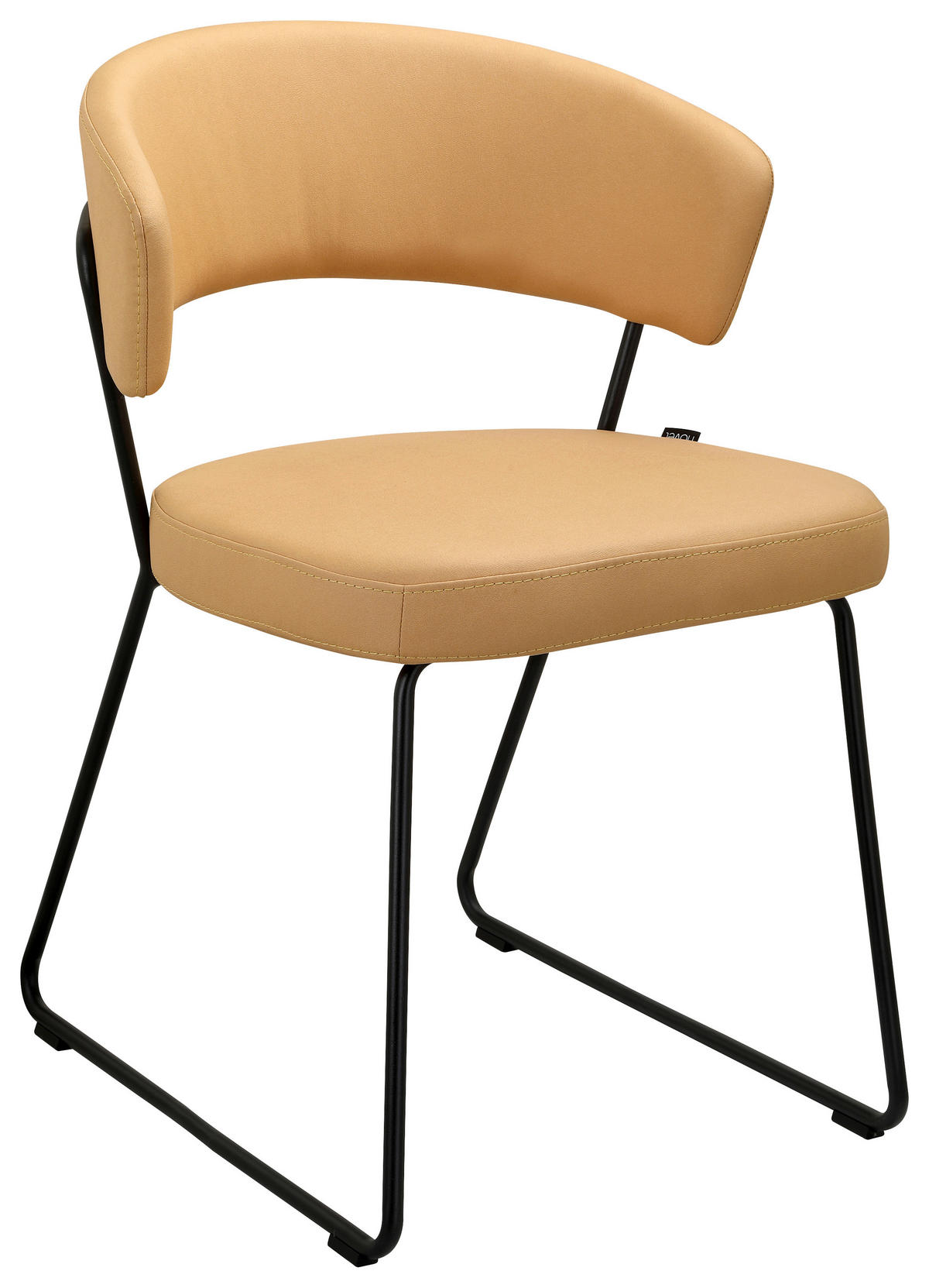 STUHL - Sandfarben/Schwarz, Design, Textil/Metall (56,5/77/58cm) - Novel