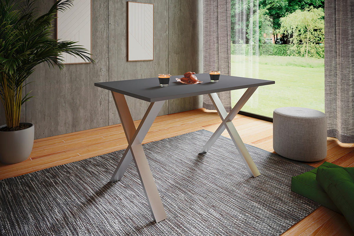 ESSTISCH rechteckig Anthrazit, Silberfarben  - Anthrazit/Silberfarben, Basics, Holzwerkstoff/Metall (140/50/76cm) - MID.YOU