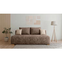 SCHLAFSOFA MOSS Taupe, Beige  inkl. Rückenkissen, Schlaffunktion, Stauraum  - Taupe/Beige, Design, Holzwerkstoff/Kunststoff (200/90/100cm) - MID.YOU