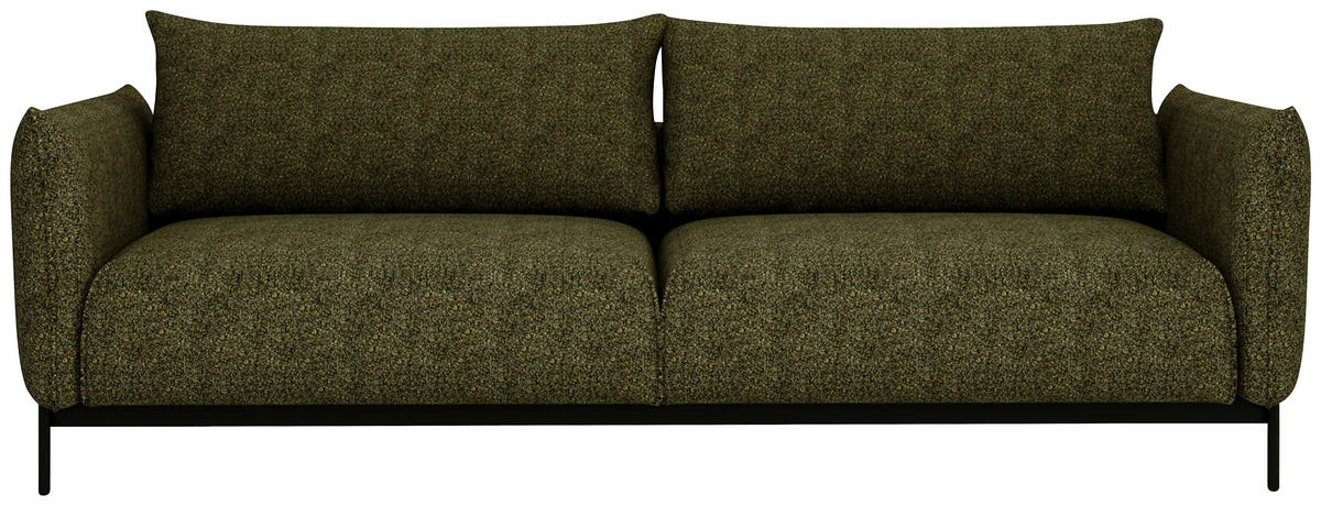 SOFA Chenille Grün  - Schwarz/Grün, Design, Textil/Metall (223/96/95cm) - Livetastic