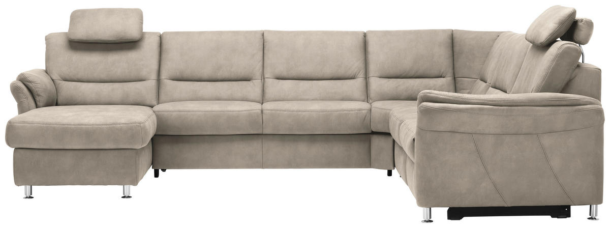 WOHNLANDSCHAFT in Mikrofaser Naturfarben  - Alufarben/Naturfarben, Konventionell, Textil/Metall (173/330/262cm) - Beldomo System