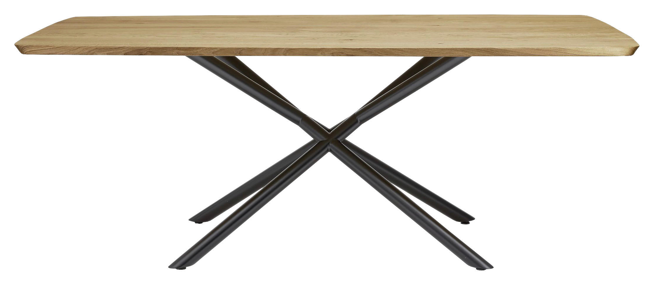 ESSTISCH Wildeiche massiv Wildeiche  - Wildeiche/Schwarz, KONVENTIONELL, Holz/Metall (200/100/76cm) - Musterring
