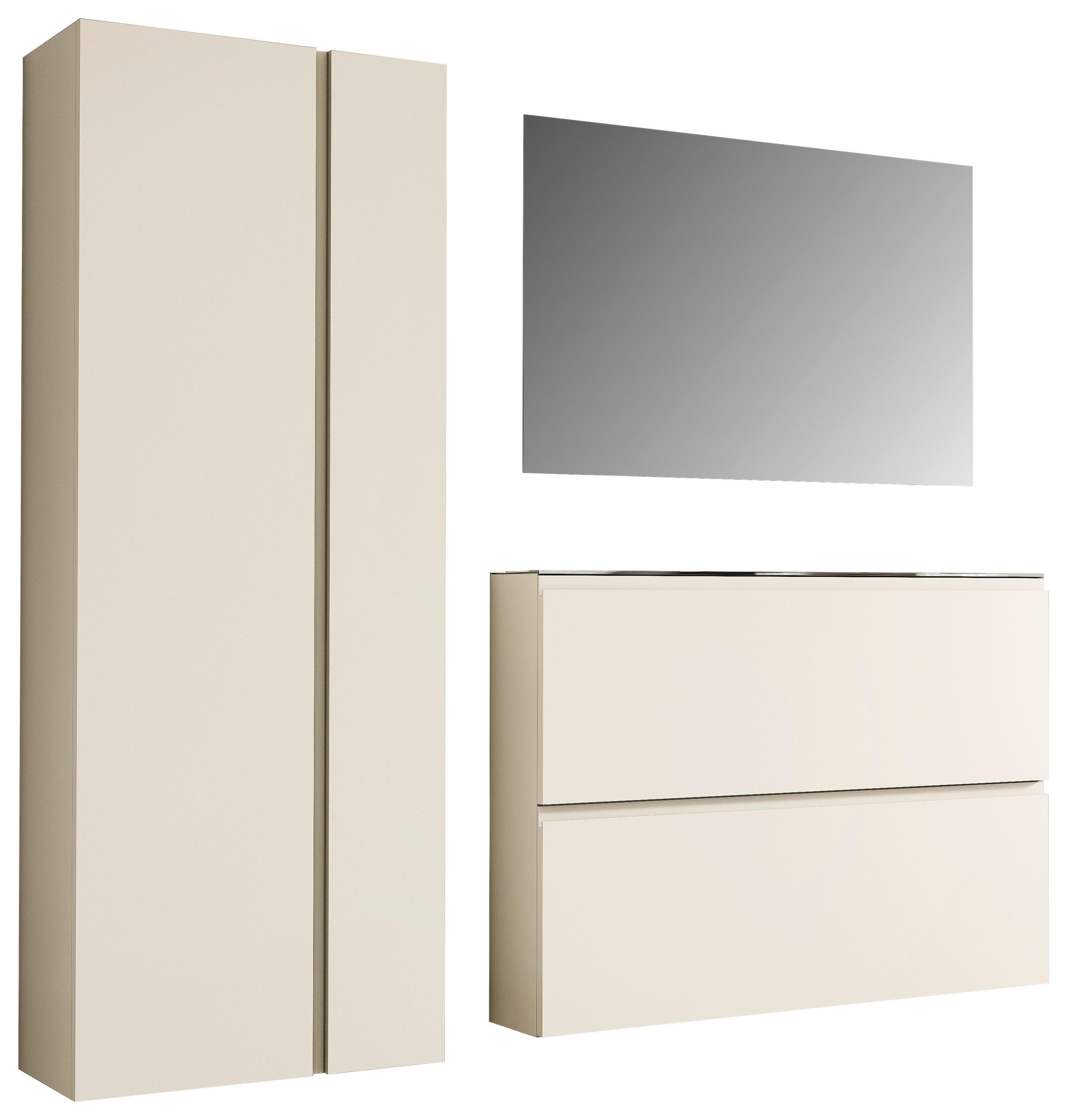 GARDEROBE 3-teilig  in 180/185/33 cm  - Sandfarben, Design, Glas/Holzwerkstoff (180/185/33cm) - Moderano