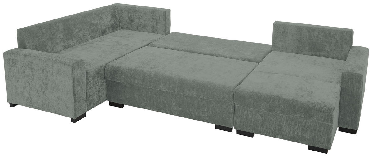 WOHNLANDSCHAFT Hellgrau Chenille  - Hellgrau/Schwarz, KONVENTIONELL, Kunststoff/Textil (183/311/140cm) - Ti'me