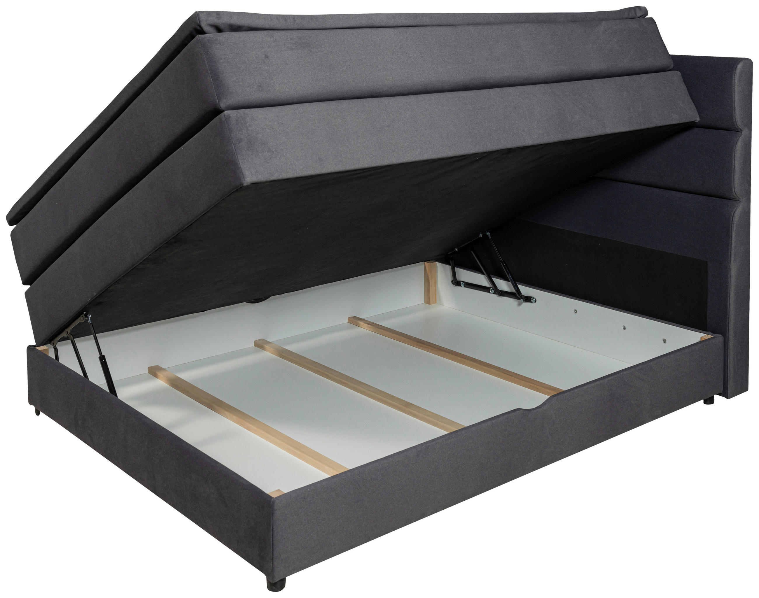 Pat boxspring 140x200 cm  in antracit  - antracit/negru, Modern, material pe bază de lemn (140/110/215cm) - Hom`in