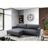 ECKSOFA Hellblau Flachgewebe  - Schwarz/Hellblau, Design, Textil/Metall (163/240cm) - MID.YOU