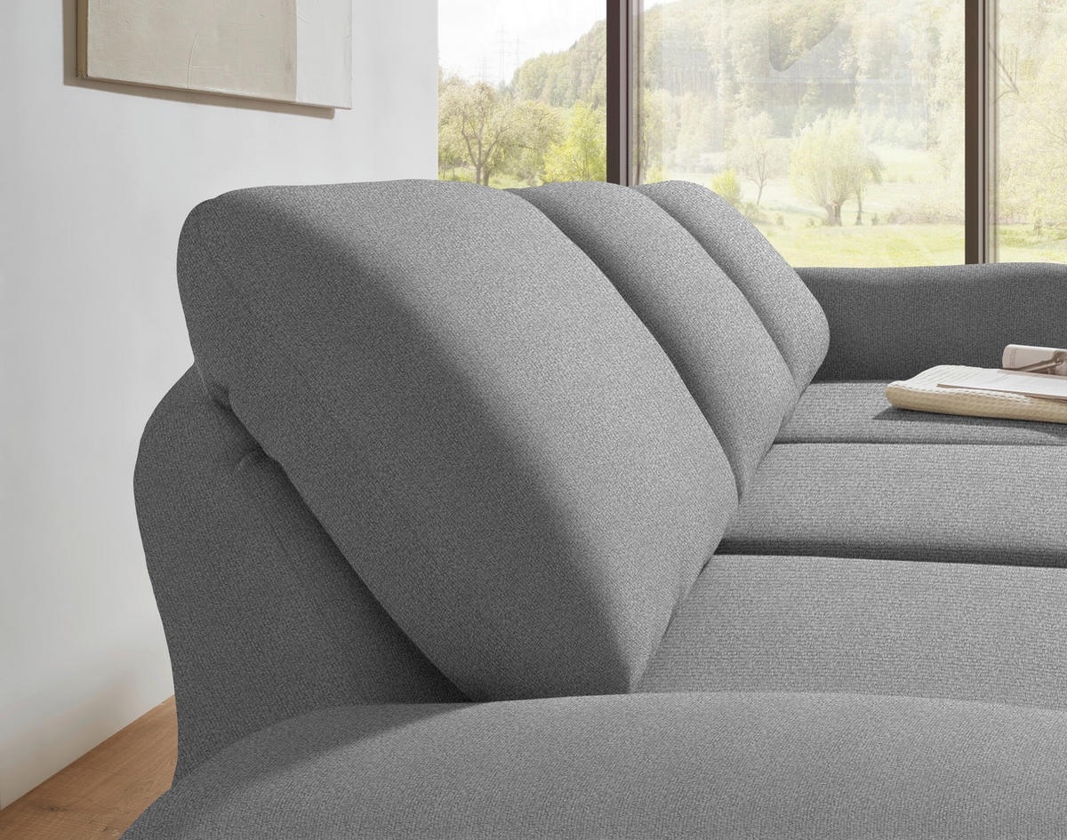 ECKSOFA  in Flachgewebe Hellgrau  255-365/175-224 cm  - Hellgrau/Schwarz, Design, Textil/Metall (255-365/175-224cm) - Dieter Knoll