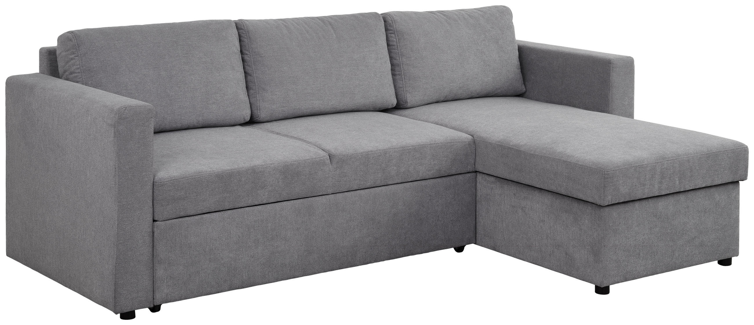 ECKSOFA in Webstoff Grau  - Schwarz/Grau, KONVENTIONELL, Kunststoff/Textil (230/155cm) - Carryhome