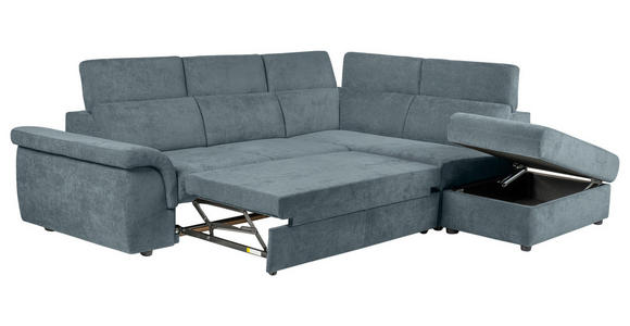 ECKSOFA Blau Flachgewebe  - Blau/Schwarz, KONVENTIONELL, Kunststoff/Textil (280/235cm) - Carryhome
