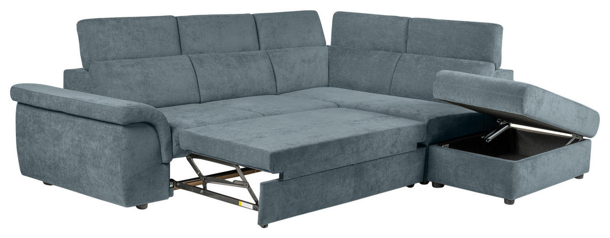 ECKSOFA Blau Flachgewebe  - Blau/Schwarz, KONVENTIONELL, Kunststoff/Textil (280/235cm) - Carryhome