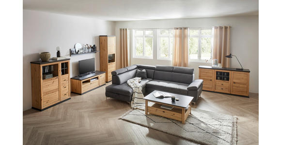 TV-ELEMENT Holzwerkstoff Dunkelgrau, Eiche Artisan  - Dunkelgrau/Schwarz, Basics, Holzwerkstoff/Metall (150/55,6/50cm) - Hom`in