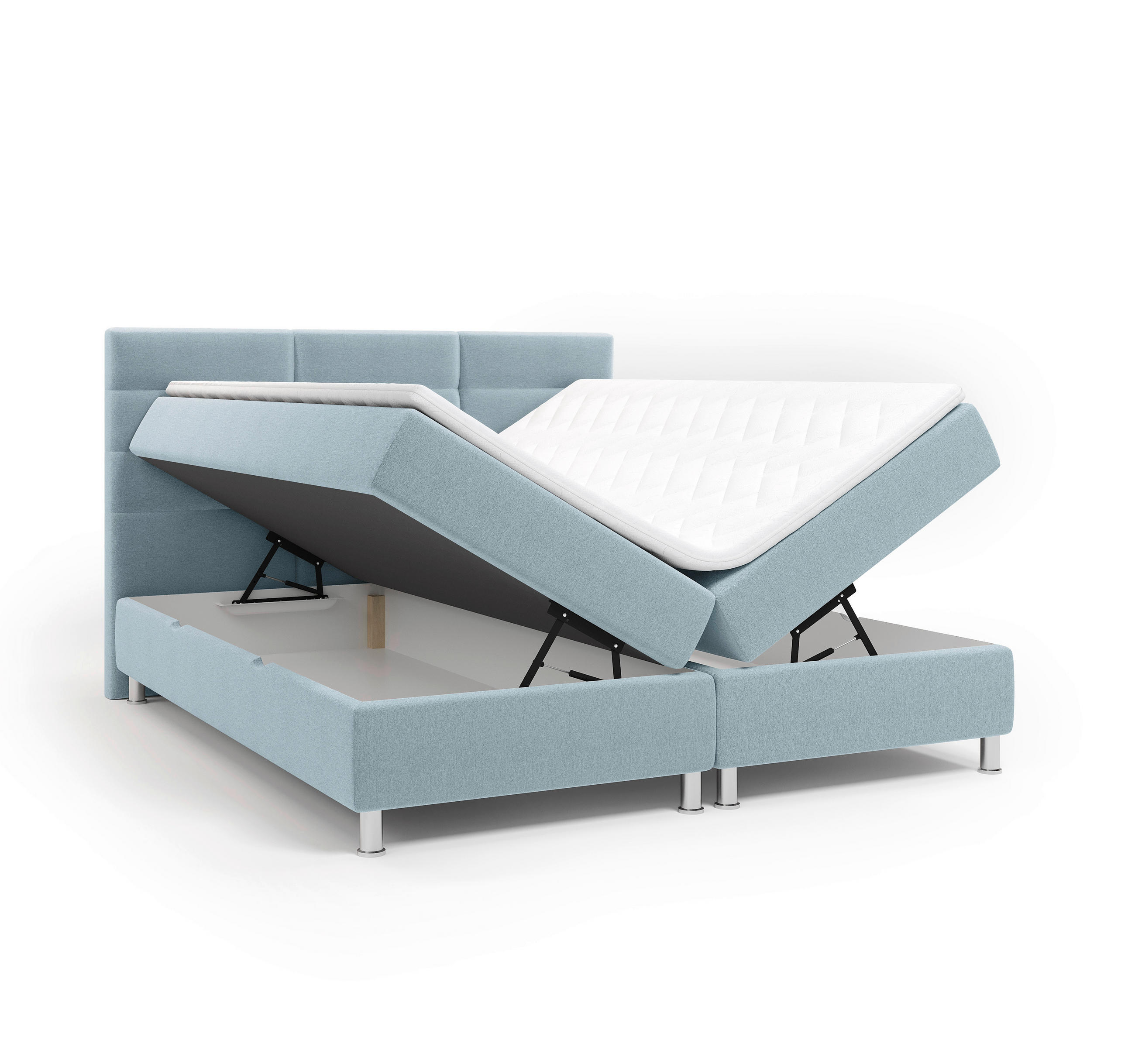 BOXBETT 180/200 cm  in Türkis  - Türkis/Chromfarben, KONVENTIONELL, Textil/Metall (180/200cm) - Carryhome