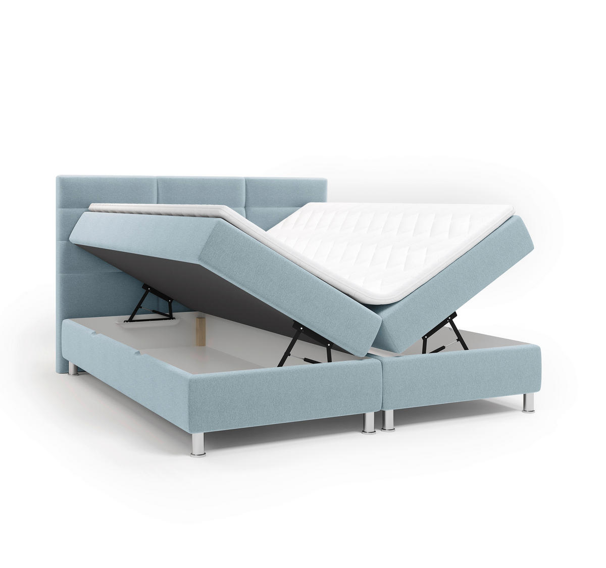 BOXBETT 180/200 cm  in Türkis  - Türkis/Chromfarben, KONVENTIONELL, Textil/Metall (180/200cm) - Carryhome