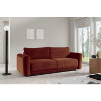 SCHLAFSOFA NORMAN in gerippt Rostfarben  - Rostfarben/Schwarz, Design, Kunststoff/Textil (252/93/167cm) - Livetastic