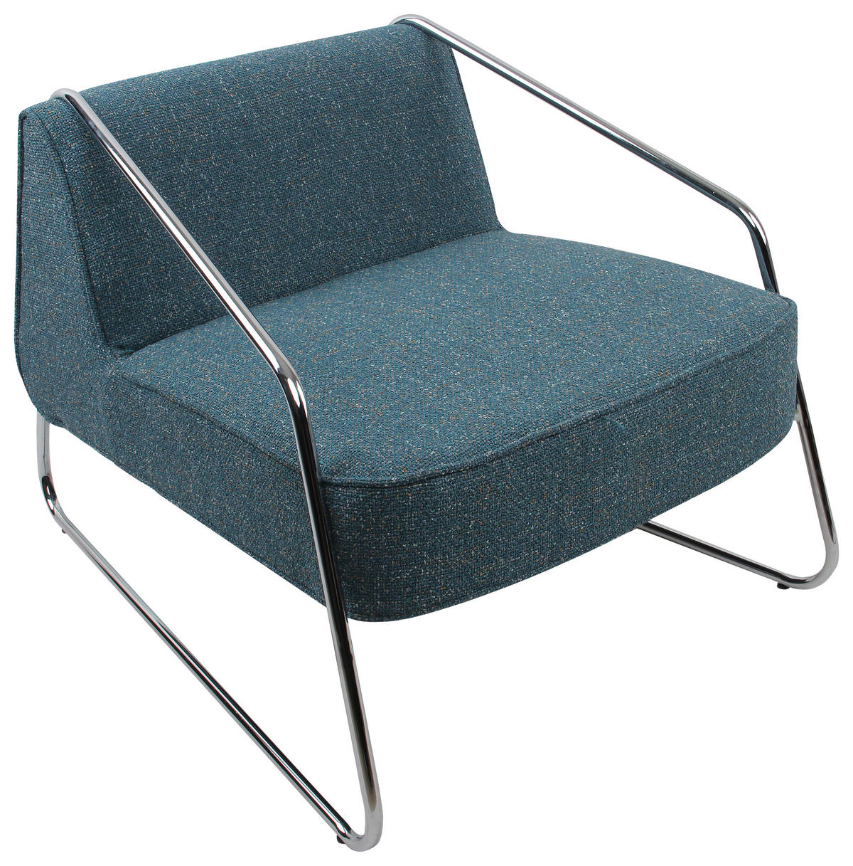 DESIGNSESSEL in Webstoff Blau  - Chromfarben/Blau, MODERN, Textil/Metall (62/85/65cm) - Livetastic