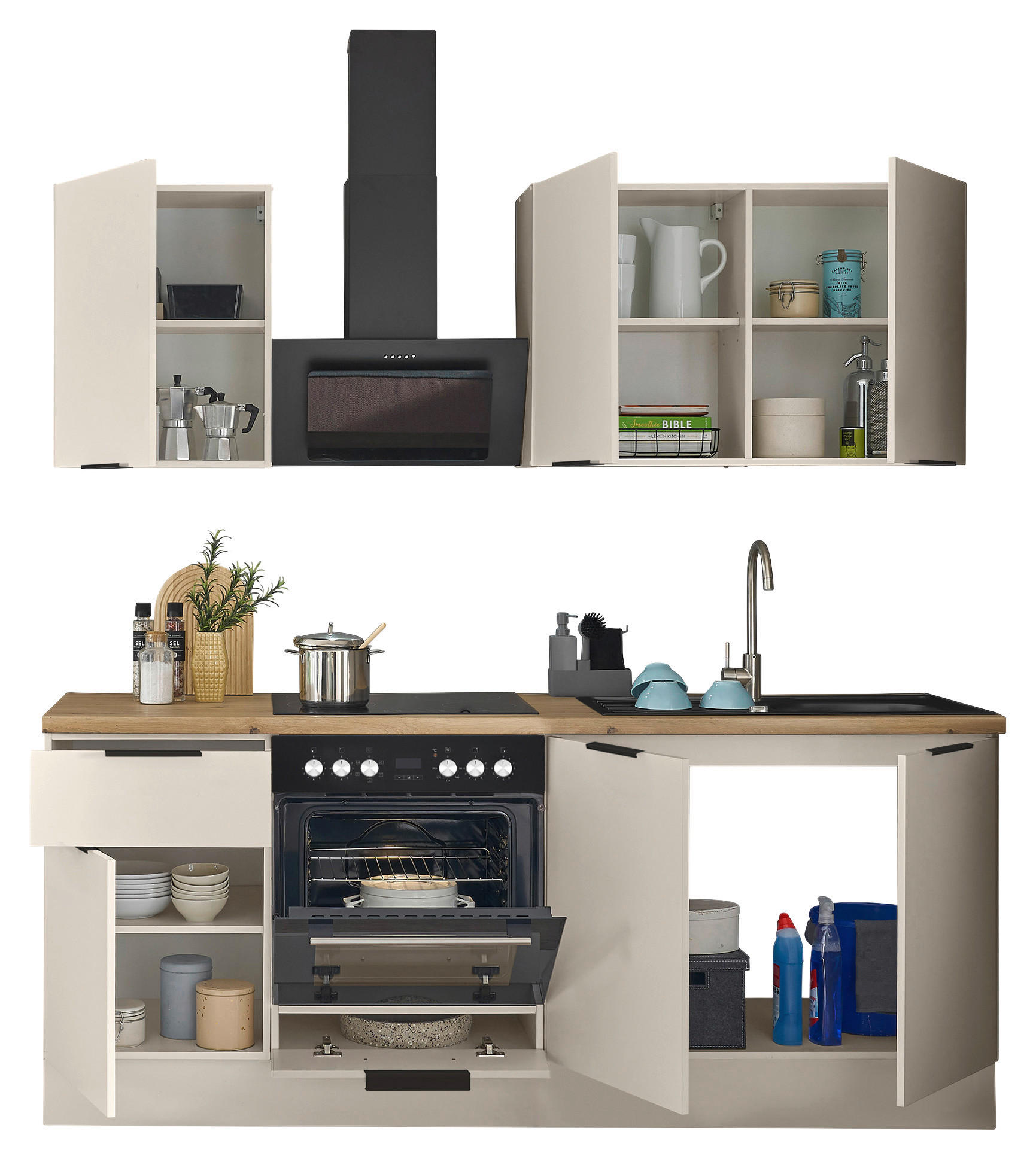 KÜCHENLEERBLOCK   in Kaschmir  - Kaschmir/Schwarz, Basics, Holzwerkstoff/Metall (210/211/60cm) - Carryhome