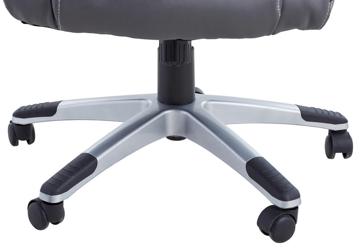 CHEFSESSEL Lederlook Grau, Silberfarben  - Silberfarben/Weiß, Design, Kunststoff/Textil (65/109-119/65cm) - Carryhome