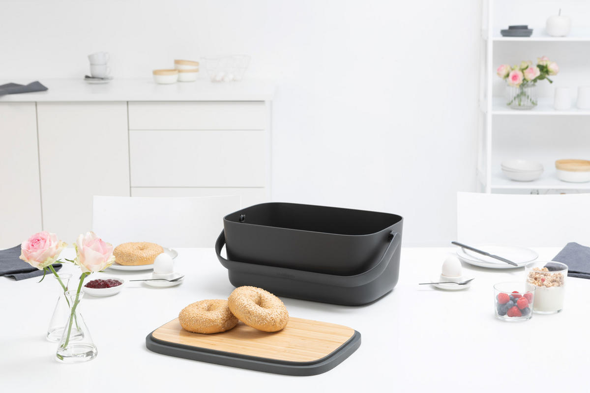 POSODA ZA KRUH   39.5/16.3/25.5 cm           - temno siva, Design, umetna masa/les (39.5/16.3/25.5cm) - Brabantia